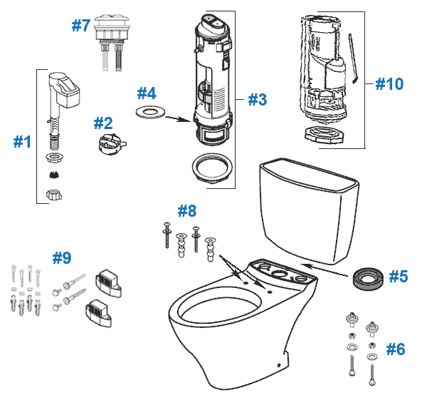 Toto Aquia Toilet Replacement Parts