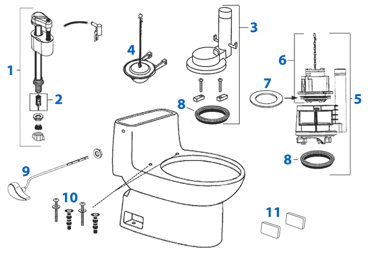 Toto Carlyle Toilet Replacement Parts