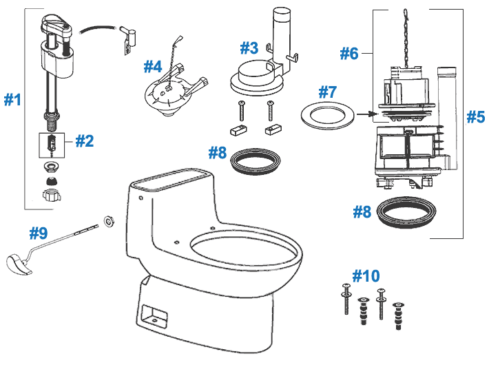 Toto Carolina Toilet Replacement Parts