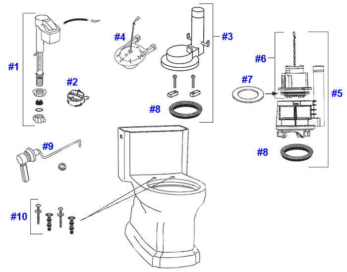 Toto Guinevere Toilet Replacement Parts