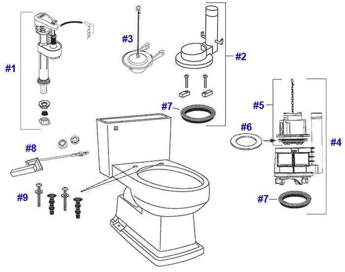 Parts diagram for Lloyd toilets