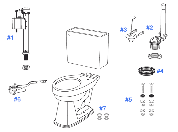Parts diagram for Promenade toilets