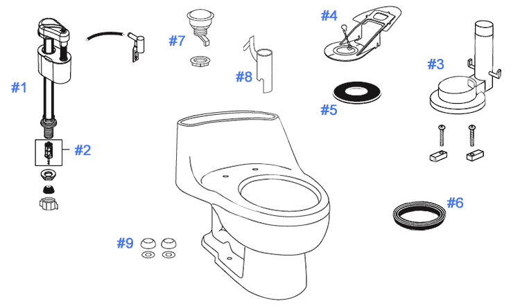 Parts diagram for Prominence toilets