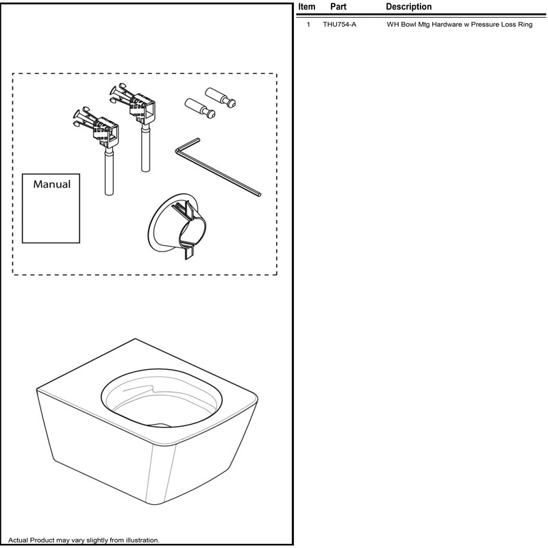 Parts diagram for SP Wall-Hung toilet 449