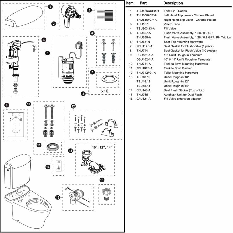 Parts diagram for Aquia IV toilet MS436124CEMFGN