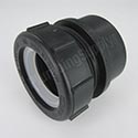 trap adapter installed on tubular p-trap to ABS drain pipe