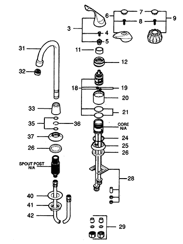 Valley single handle bar faucet parts diagram - new style