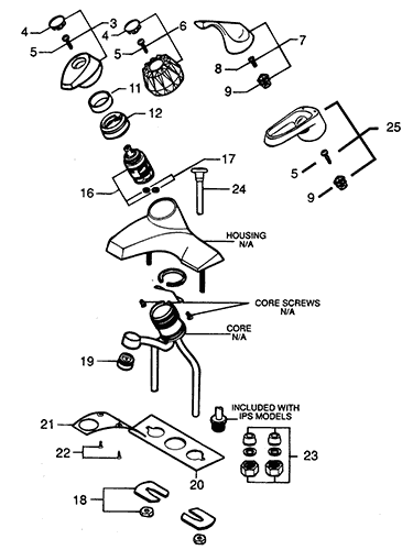 Valley Single Handle Bathroom Faucet Repair Parts