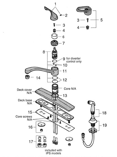 Valley Single Handle Kitchen Faucet Repair Parts