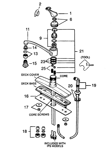 Example of a parts breakdown for a Valley faucet