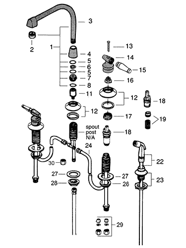 Two Handle Kitchen Faucet Repair Parts