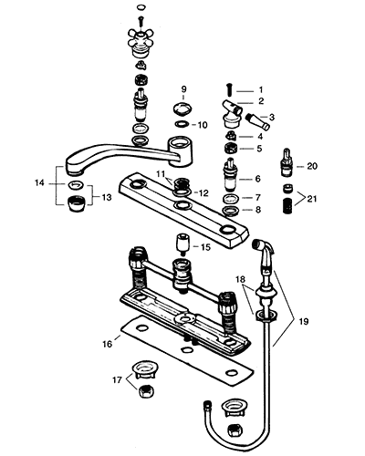 Valley two handle kitchen faucet parts diagram - traditional-style