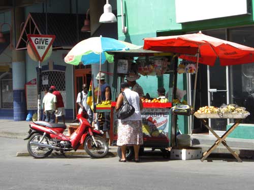 Lots of outdoor street vendors in Barbados