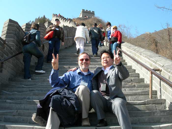 Vic and Chinese businessman on the Great Wall of China 2006