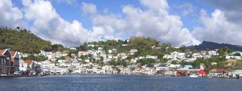 Island of Grenada seen from the Royal Clipper in the Caribbean