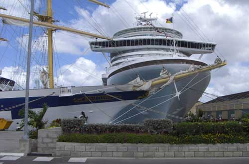 Vic royal clipper small compared to large cruise ship