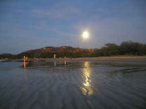 Tamarindo beach at night in Costa Rica