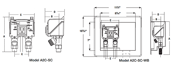 Watts A2C-SC washing machine shut off valve