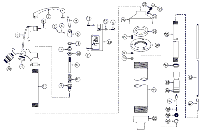 Sanitary hydrant parts breakdown