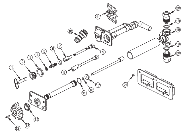 Parts breakdown for Woodford Model HC67 hot and cold commercial wall hydrants