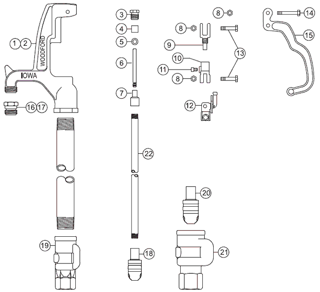 Woodford yard hydrant schematics for y34 and y1