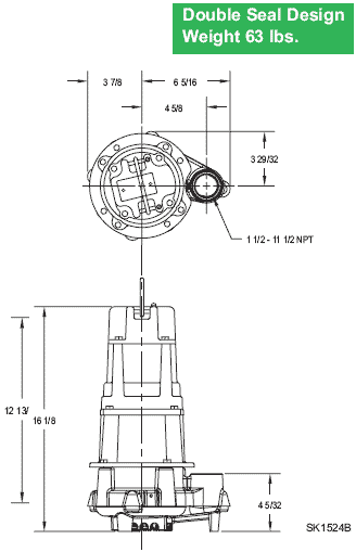 Zoeller Flow-Mate 4140 series double seal pump dimensions