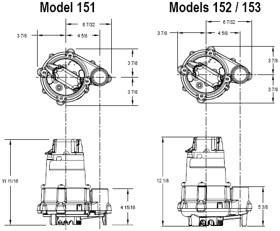 Zoeller Dose-Mate 150 series pump dimensions