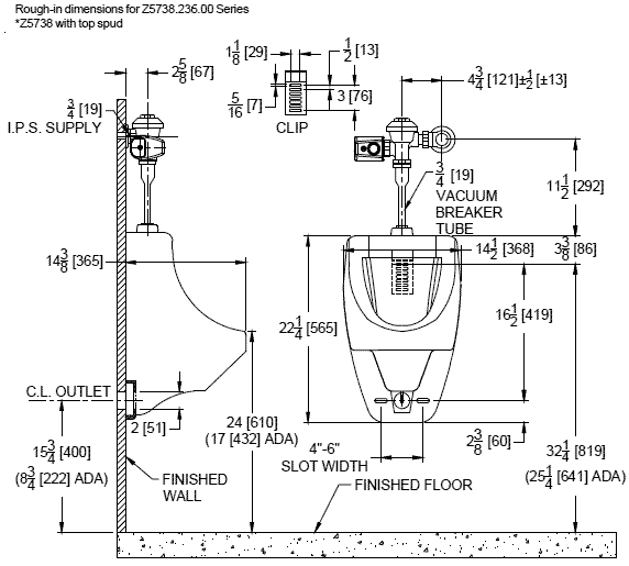High performance water saving urinals ADA Compliant urinals with a